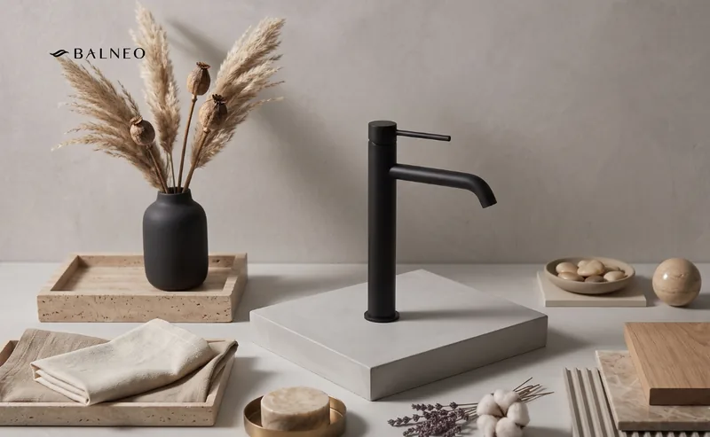 Bateria na blacie z mikrocementu — Balneo