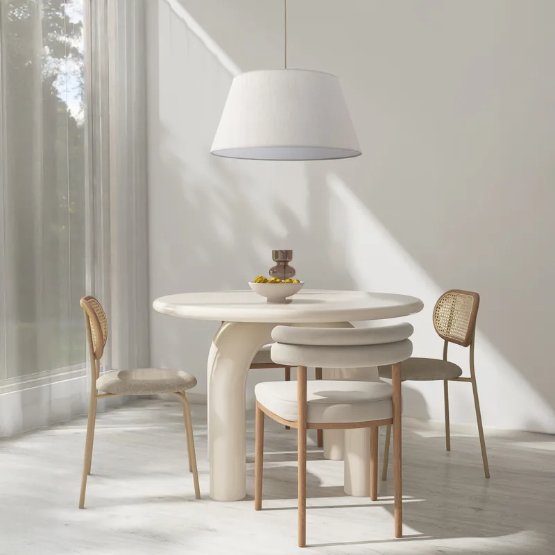 Lampa wisząca Formo Sabia z dużym abażurem nad okrągłym stołem — TK Lighting