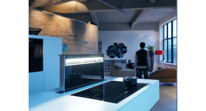 Loft z wyspą — płyta z wyciągiem Frames by Franke — Franke