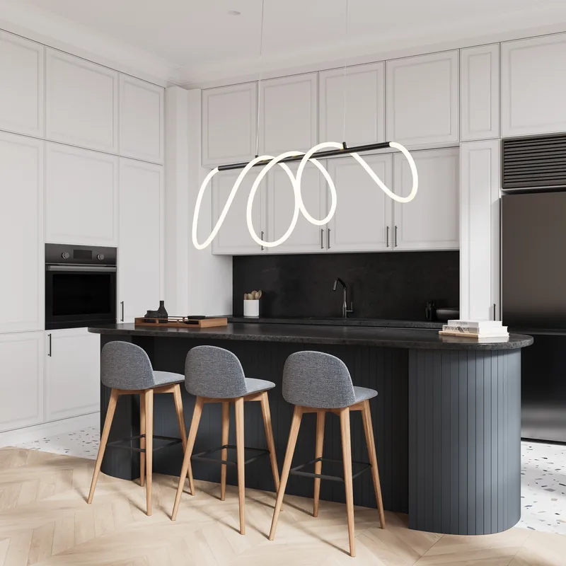 Elastyczna lampa neonowa Flexi nad wyspą kuchenną — TK Lighting