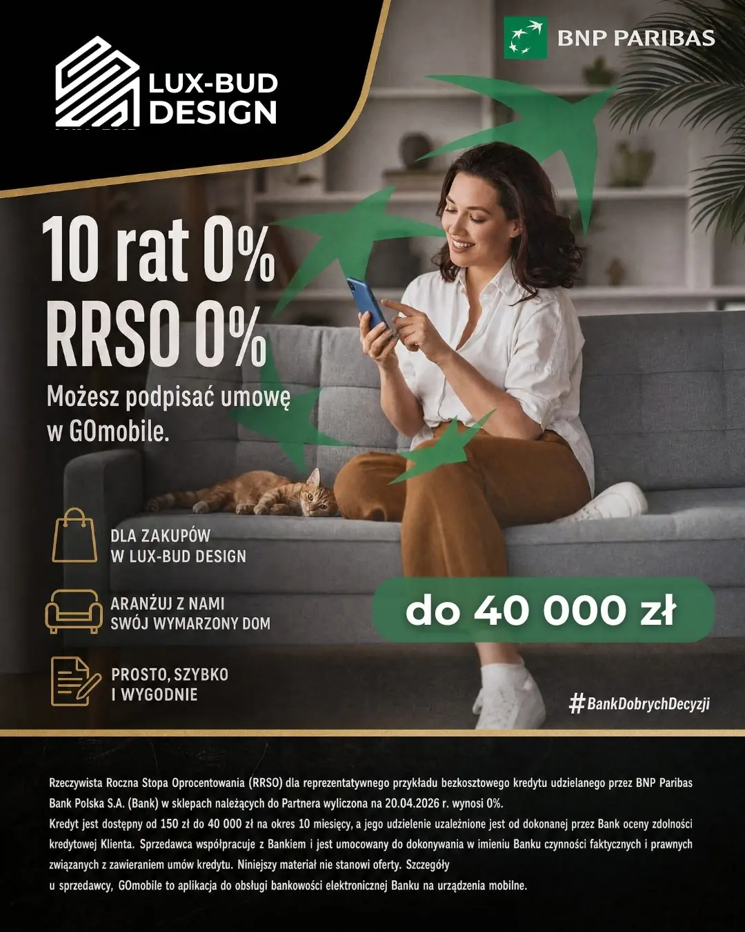 Raty 0% BNP Paribas — plakat oferty