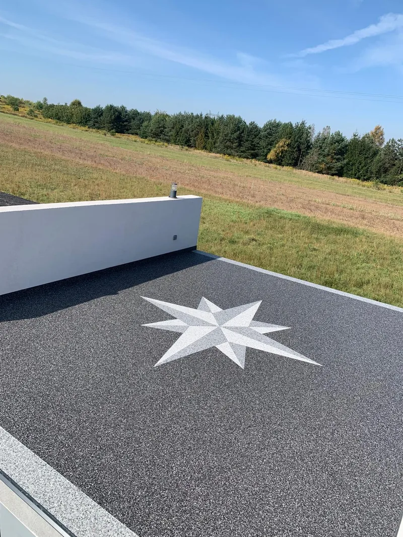 Taras z rozetą — widok na pola — realizacja LuxBud Design, Częstochowa